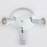 Ceiling light fixture with two lampshades on a white background
